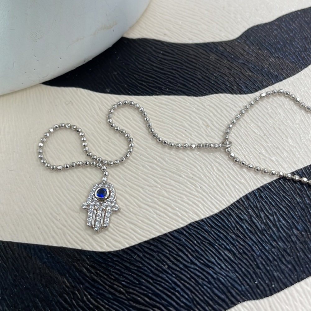 Sterling Silver Ball Chain Hamsa Hand
